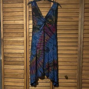 Vibrant Asymmetrical Tie-Dye Dress